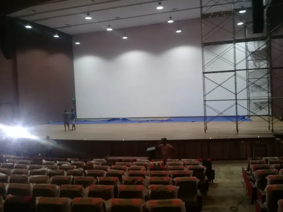 Auditorium Stage Curtains and Screen Masking — stage curtain project photograph 1
