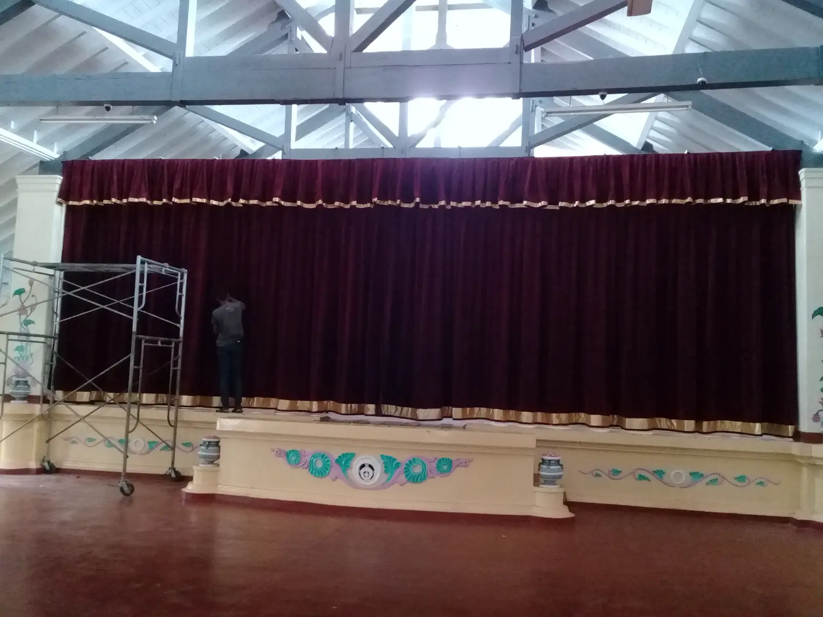Hall Stage Curtain Installation — stage curtain project photograph 3